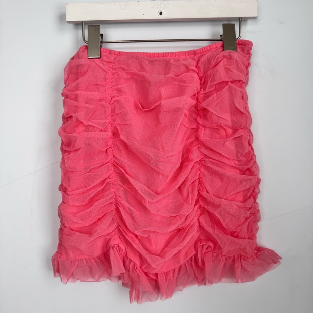 Victoria's Secret pink mesh ruched mini skirt Size Small